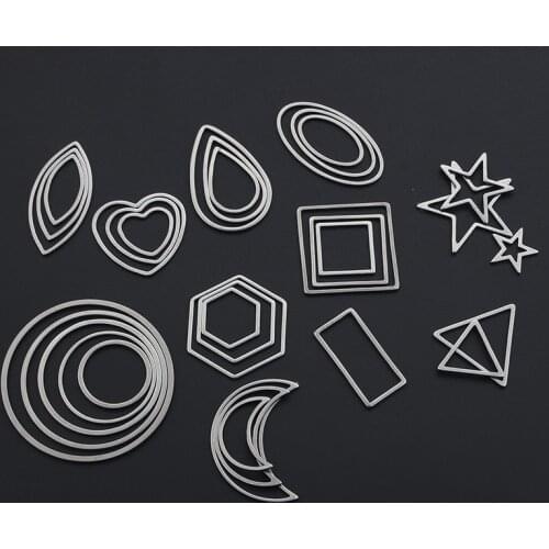 20pcs Stainless Steel Charms Open Heart Waterdrop Star Moon Rectangle Triangle Hexagon Frame Pendant Earring Bracelet Making