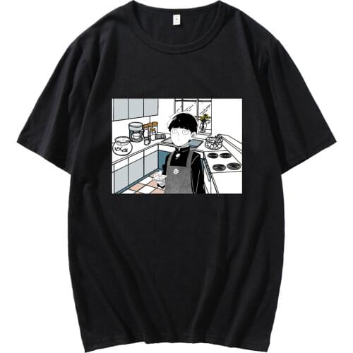 2021 Japanese Anime Mob Psycho 100 Printed T-shirt men Summer round neck loose short-sleeved T-shirt men Pure cotton t-shirt men