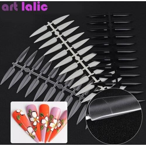 240Pcs/set Nail Art Clear Natural Full Cover Oval Sharp End Stiletto Long False Fake Nails Tips Manicure Artificial Nails Salon