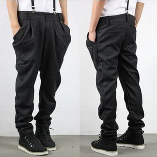 27-36 ! 2016 New mens clothing Suspenders spring and autumn Men hiphop jeans fashion pants harem pants male dj singer costumes