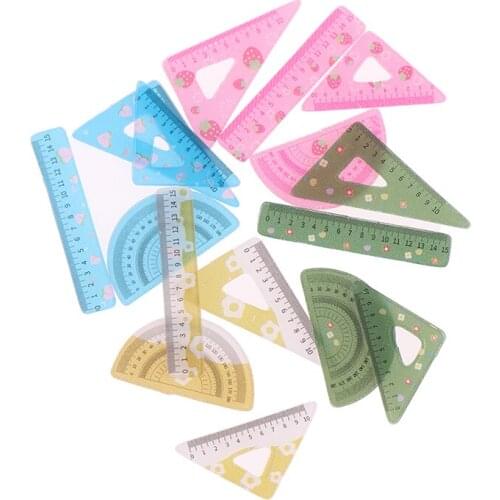 4pcs/set Mini learning prop plastic ruler 1:12 Dollhouse Miniature Simulation Learning Ruler Model Accessories