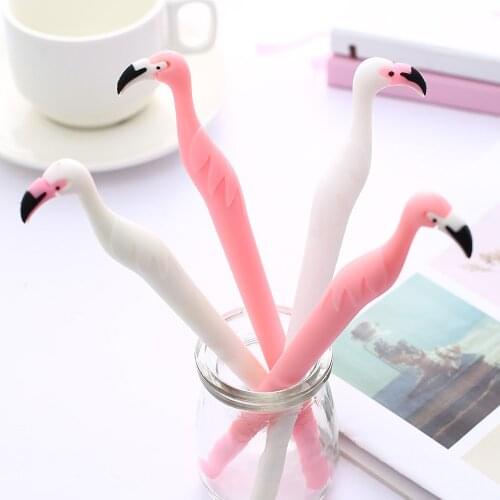 Korean Cute Kawai Flamingo Gel Pen Blue Ink Kawaii Stationery Office Accessory Stationary Back to School Supply Thing Girl Gift