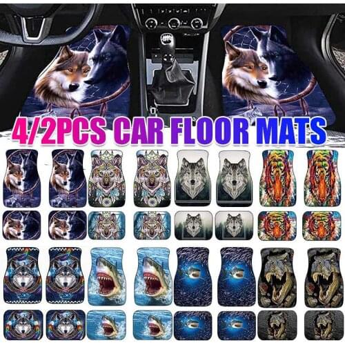 Car Floor Mats Cover Universal 3D Animals Printing Front and Rear Foot Mat Pad Set Auto Interior Accessories for Van Truck