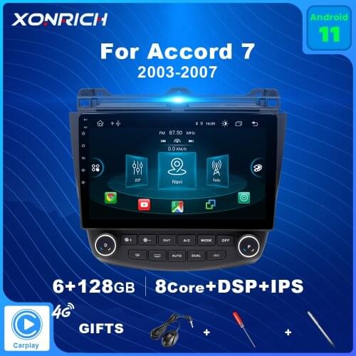 AI Voice Control Android 10 4G Car Radio Multimedia Player For Honda Accord 7 2003-2007 Navigation 2din no dvd Bulit-in Carplay