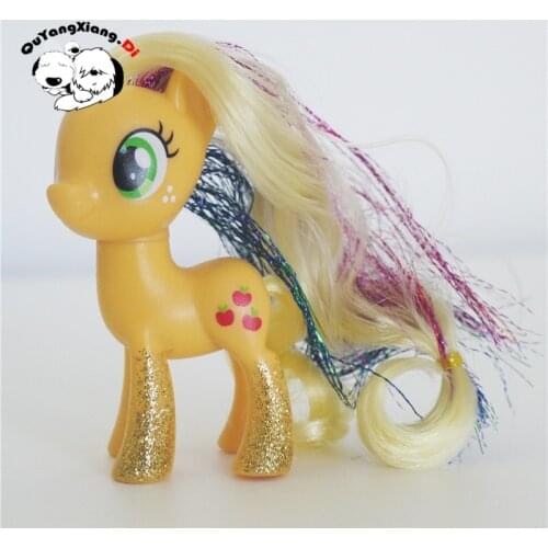 P8-009 Action Figures 8cm Little Cute Horse Model Doll Gold powder Applejack Anime Toys for Children