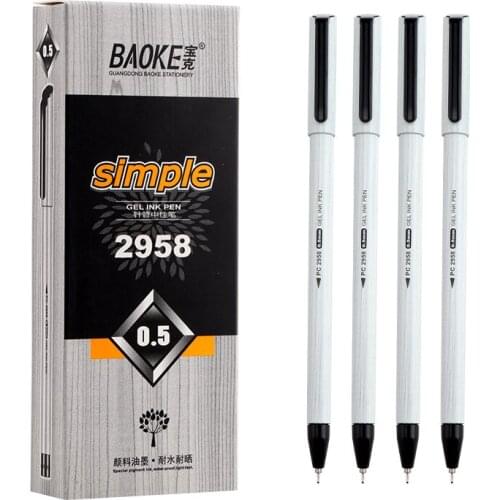 12 Baoke PC2958 Gel Pen 0.5mm Simple Business Office Supplies Student Gel Pen Needle Tube Black Office Supplies