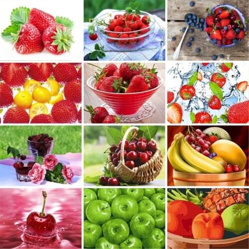 GATYZTORY Frame DIY Painting By Numbers For Adults Strawberry Drawing On Canvas Landscape HandPainted Gift Home Decor Art