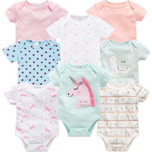 2021 8PCS Newborn Baby Girl Bodysuit Cute Cartoon Hollowen Toddler Baby Boy Jumpsuit Overall Christmas Infant Girl Bebe Coverall