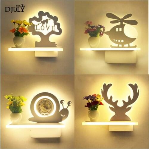 Nordic creative antlers Shelf led wall lamp for study bedroom romantic living room decoration wall sconces children bedside lamp
