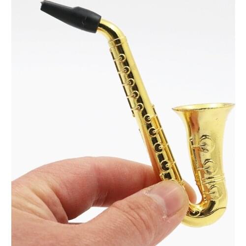 Tobacco Smoking Pipe For Weed Accessories Smoke Herb Dry Cigarette Metal Mini Pipes Filter Burner Bowl Saxophone Shape Wholesale