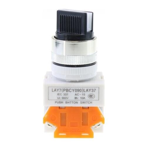 LAY37 2 Positions Rotary Select Selector Push Button Switch Panel Mount 22mm 1NO 1NC
