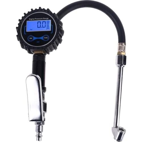 13MA Tire Inflator Pressure Gauge Air Compressor Accessories with Dual Head Air Chuck 1/4" NPT for Car Bus Motorcycle