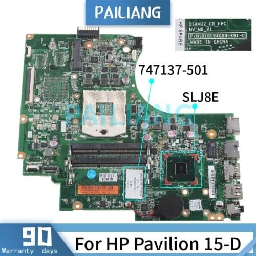 PAILIANG Laptop motherboard For HP Pavilion 14-D Mainboard 01018Q200 747137-501 SLJ8E DDR3 tesed