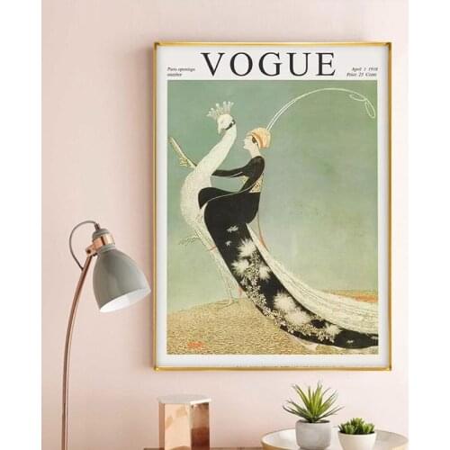 Fashion Poster Vintage Cover Magazine Oil on Canvas Painting Posters and Prints Wall Art Picture for Living Room Home Decoration