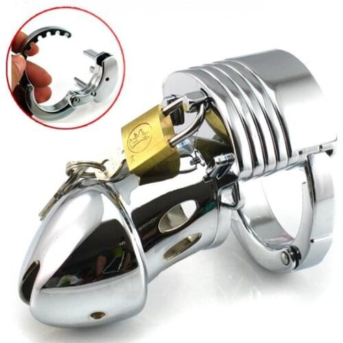 Stainless Steel Male Chastity Device Penis Cage Lock Sleeve Dick Cover Cock Ring Delay Ejaculation BDSM Bondage Sex Toys for Men