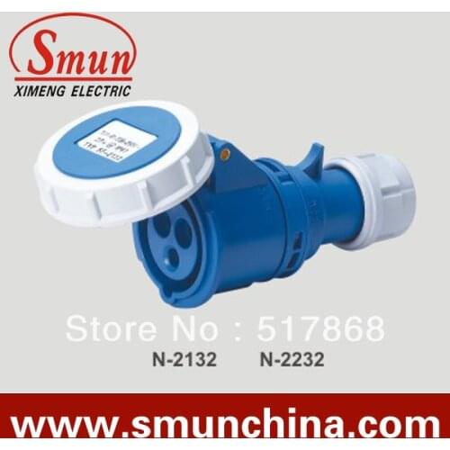 N-2232 32A 220-250V 3pin Industrial Mobile Socket 2P+E with CE ROHS 1 Year Warranty IP67 Waterproof Connector