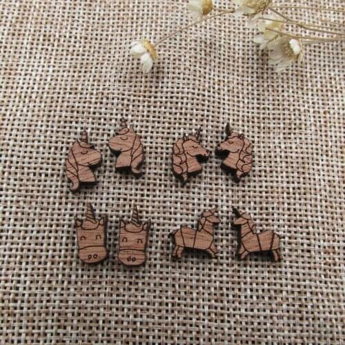 Unfinished Animal Horse Unicorn Wood Shape Cutout for Pendant Stud Earring Making Wooden Diy Project