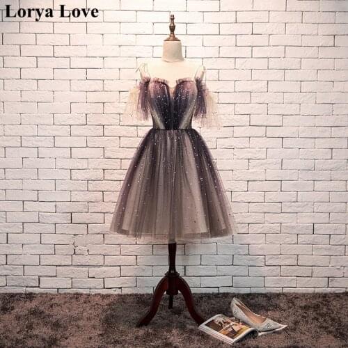 2020 New Black Sequins Cocktail Dresses Elegant Tulle A-Line Off Shoulder Graduation Gowns Short Prom Dress Homecoming Dresses