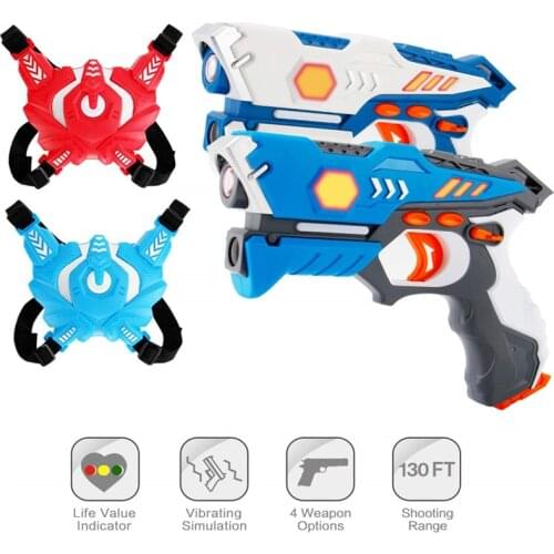 New infrared laser tag toy gun versus gunshot light indoor and outdoor game gift set Children gift Kids Multiplayer-2guns+2vest