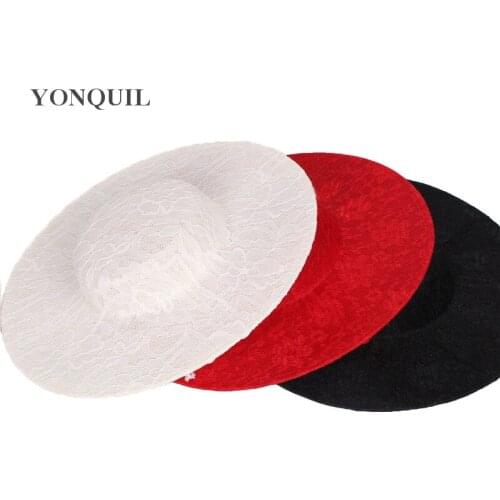 New Arrival 30CM Ivory Big Size Millinery Imitation Sinamay Fascinators Base with Lace Cocktail Party Hat DIY Hair Accessories