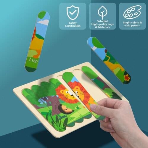 New Wooden Puzzle Animal Kids Toy Wooden Jigsaw Puzzles Cartoon Baby Learning Early Educational Montessori Toys For Children