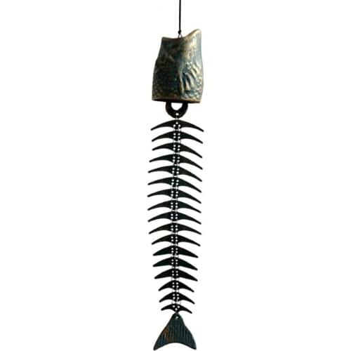 2021 New Style Wind Chime Fish Bone Design Hanging Metal Pendant Home Balcony Bedroom Decor Ornament for Garden