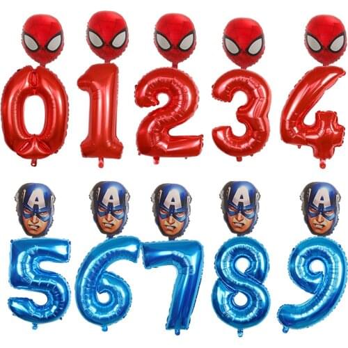 2pcs Spiderman IronmanHero Head Foil Balloons 30" Number Inflatable Ball Birthday Party Decoration Kids Toys Globos