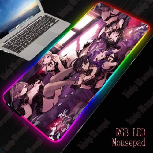 XGZ Anime Sexy Girl Gaming Large Mousepad RGB Computer Mouse Pad Gamer Desk Backlit Mat Xxl Keyboard Pads LED Backlight Mauspad
