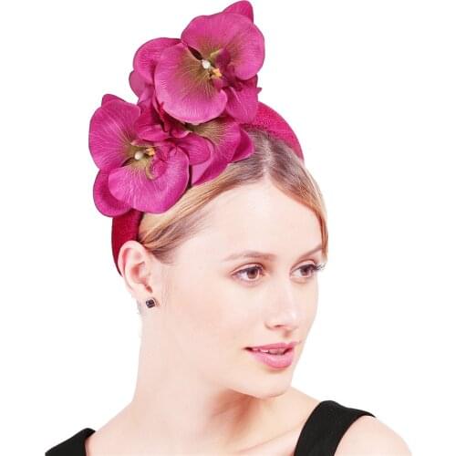 Cocktail Hair Accessories Classic Princess Nice Floral Fascinators Female Hot Pink Headbands Flower Women Wedding Headbands