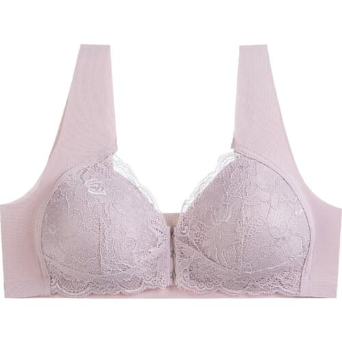 Vgplay Women Bra Seamless Push Up Front Closure Lace Sexy Non-adusted Straps Dropshipping Underwire Floral Three Quarters Ladies