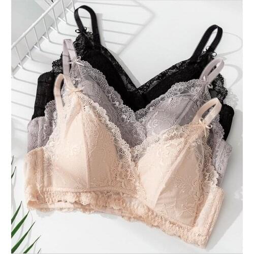 Womens 100% Real Silk Lining with Lace fabric outside Everyday Comfortable Wireless Bra Bralette 2043