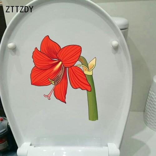 ZTTZDY 16.8*21.3CM Amaryllis Cartoon Flower Toilet Seat Sticker Fashion Wall Stickers For Kids Rooms T2-0186