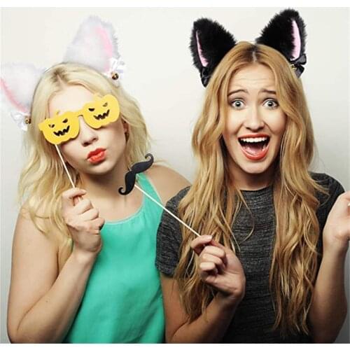 1PCS Anime Surrounding Plush Cat EarsHeadband Cute Ears Headband Headdress Hand-Made Simulation AnimalEars Bow Fox