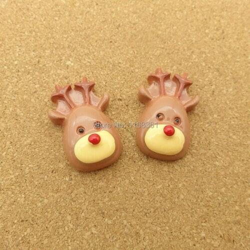 1pcs/lot Flat back resin simulation Christmas Sika deer head 23mm Cabochons Scrapbook for DIY phone case decoration C117-7