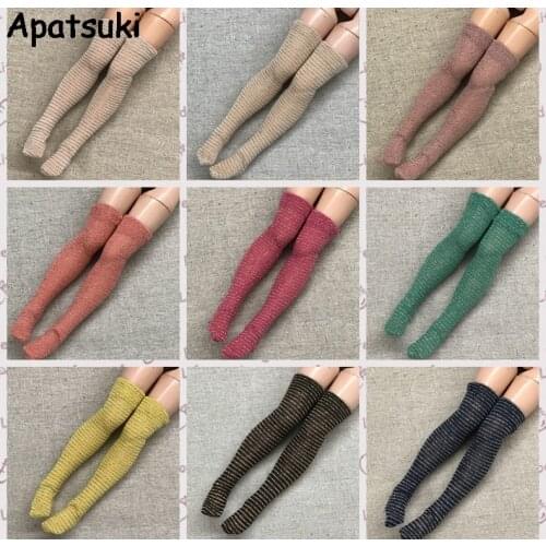 8pairs/lot Shiny Doll Stockings for Blythe Dolls Elastic Thigh High Stocking Long Sock For Barbie 1/6 Doll Accessories