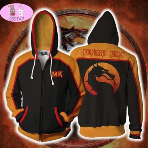 COSTAR Game Mortal Kombat Cosplay Dragon Badge Zipper Hoodie Men and Women Casual Sports Sweater Anime Apparel 3D Print New