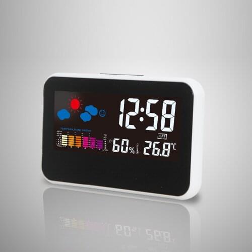 Hot sale Snooze Alarm Clock With Colorful LED Backlight Weather Station Electronic Desktop Clock LCD Digital Reloj despertador