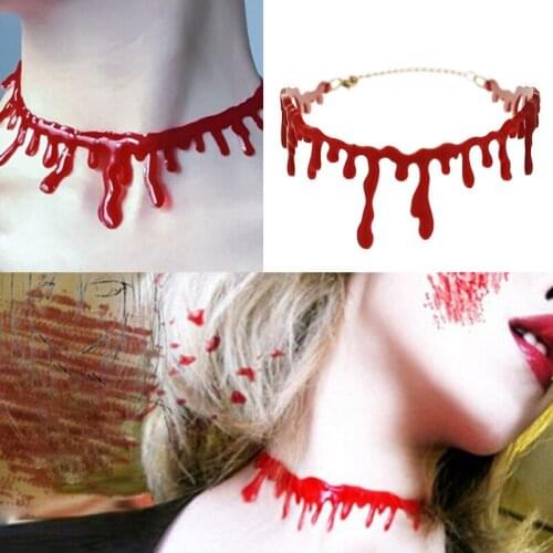 Halloween 1pcs Bleeding Red Necklace Halloween Masquerade Creative Horror Decoration Props Collar Performance Accessories
