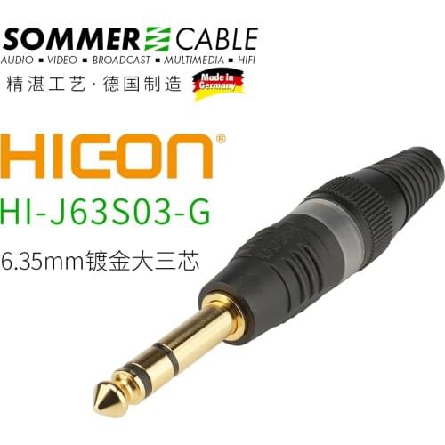 Sommer Cable HI-J63S03-G HICON jack 6.35mm 3pole metal-Soldering-male connector, gold plated pin Stereo two-channel welding plug
