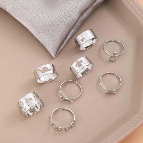 Punk Gold Love Frog Dinosaur Rings For Women Men Lover Friends Couple Rings Set Engagement Wedding Gift Open Ring 2021 Jewelry