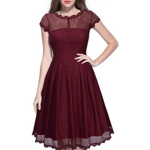Womens Summer Elegant Short Sleeve Lace See Through Lace Party Special Occasion Dresses Vestidos Bodycon Dresses G45