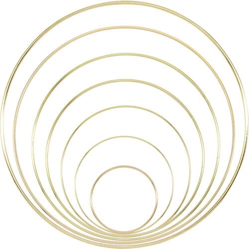 10/15/20/25/30/35/40cm Iron Gold Metal Ring Portable Garland Baby Shower Wedding Bride Wreath Handmade Flower Catcher Hoop Decor