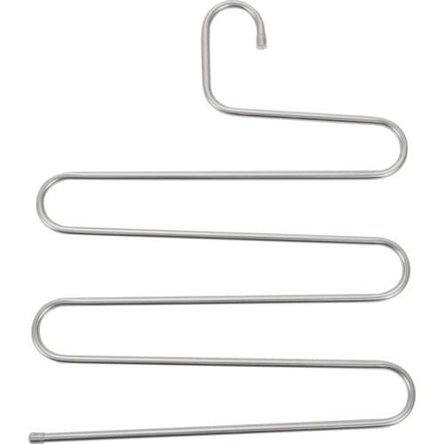 4 Pack Multi Pants Hangers Rack for Closet Organization,Stainless Steel S-shape 5 Layer Clothes Hangers for Space Saving Storage