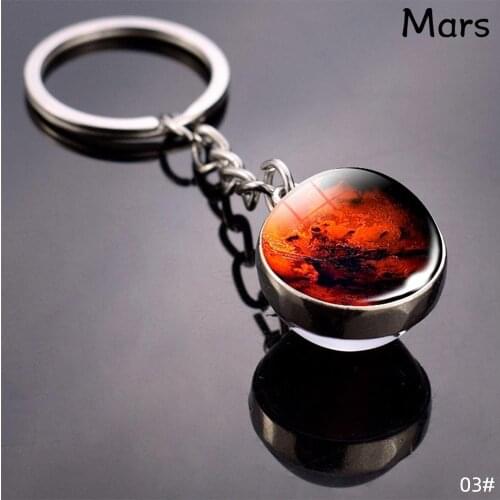 Moon Space Planet Solar System Keyring Nebula Sun Earth Art Picture Keychain Double Side Glass Ball Key Chain Fashion Jewelry