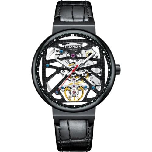 Fashion Skeleton Watch Luxury brand GUANQIN Watches Mens 2020 Hollow Out Tourbillon Automatic Watch Sapphire Luminous Waterproof