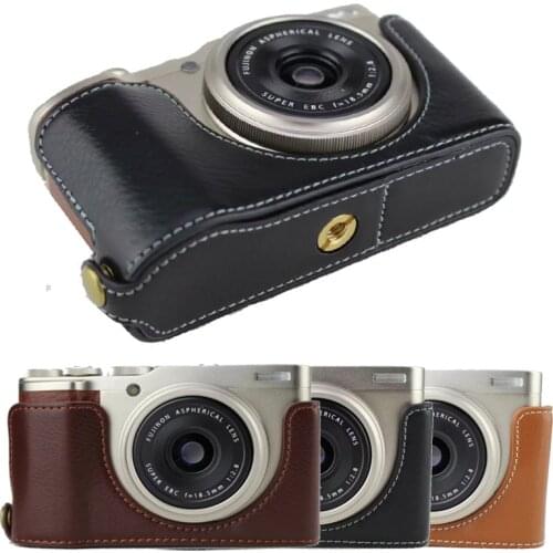 Genuine Leather Camera Bag Bottom Case For Fuji Fujifilm XF10 X-F10 Half Body Set Cover With Battery Opening