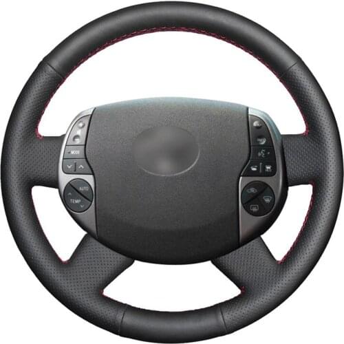 Black Artificial Leather Hand-stitched No-slip Car Steering Wheel Cover for Toyota Prius 20 (XW20) 2003-2009 Raum 2 2003-2011
