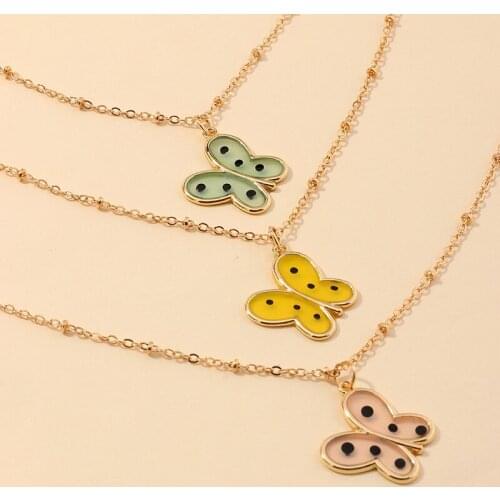 Bohemian Cute Speckle Butterfly Choker Necklace For Women Gold Color Clavicle Chain 2020 Fashion Female Chocker Jewelry