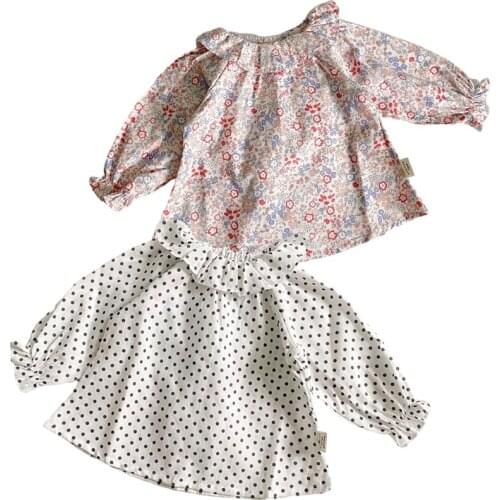 Flower Kids Baby Girls Blouse Shirt 2021 Autumn Fashion Girls Floral Shirt Long Sleeve Pink Flower Printed Girls Blouse Shirt