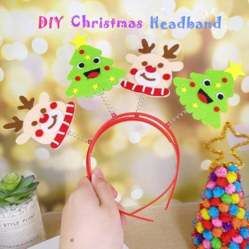 Kids DIY Christmas Decoration Hair Clip Hair Hoop Christmas Cartoon Headband Craft Toy Kits Kindergarten Children Material Bag